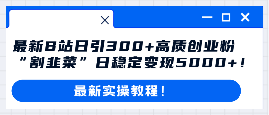 （8216期）最新B站日引300+高质创业粉教程！“割韭菜”日稳定变现5000+！(揭秘哔哩哔哩日引300+高质创业粉教程及稳定变现策略)