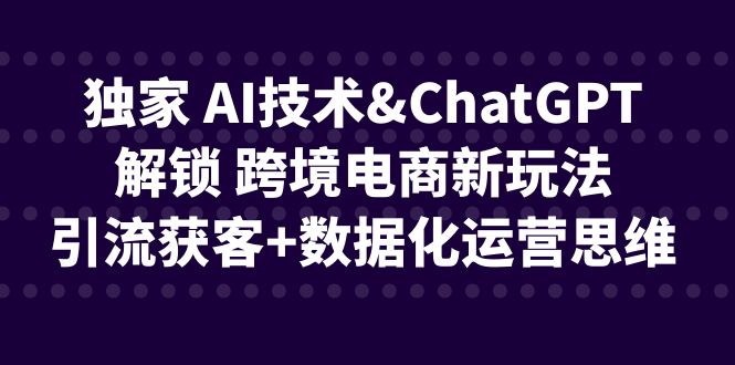 fy1033期-[跨境电商]独家 AI技术&ChatGPT解锁 跨境电商新玩法，引流获客+数据化运营思维