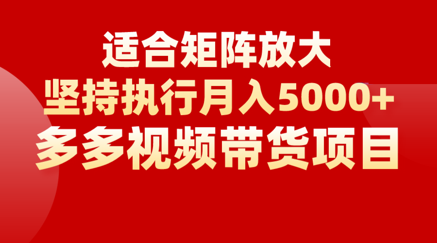 fy1072期-矩阵操作月入5000+，多多视频带货项目，适合新手，也适合老手放大(探索多多视频带货项目轻松上手，实现月入5000+)