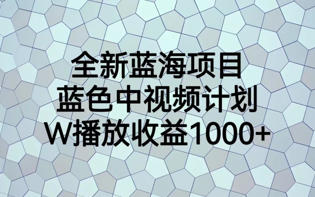 fy1073期-全新蓝海项目，蓝色中视频计划，1W播放量1000+(全新蓝海项目解析蓝色中视频计划的实操指南)