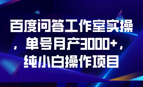 fy1136期-百度问答工作室实操，单号月产3000+，纯小白操作项目(百度问答工作室实操项目零门槛、高收益的小白操作指南)