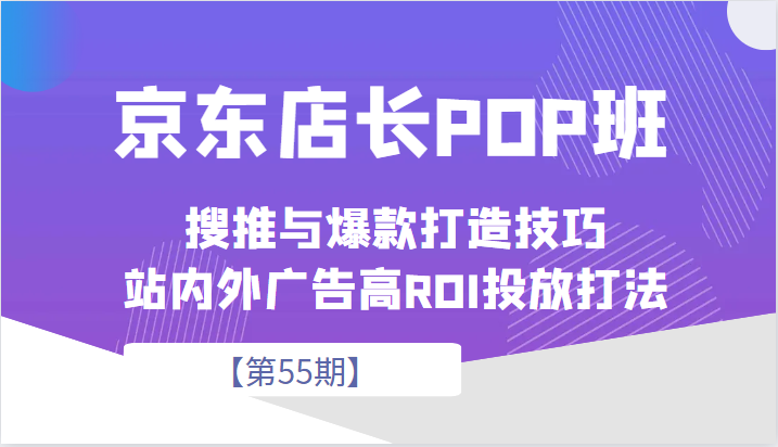 fy1176期-京东店长POP班【第55期】，京东搜推与爆款打造技巧，站内外广告高ROI投放打法(京东店长POP班【第55期】深度解析京东搜推与爆款打造技巧及站内外广告高ROI投放策略)