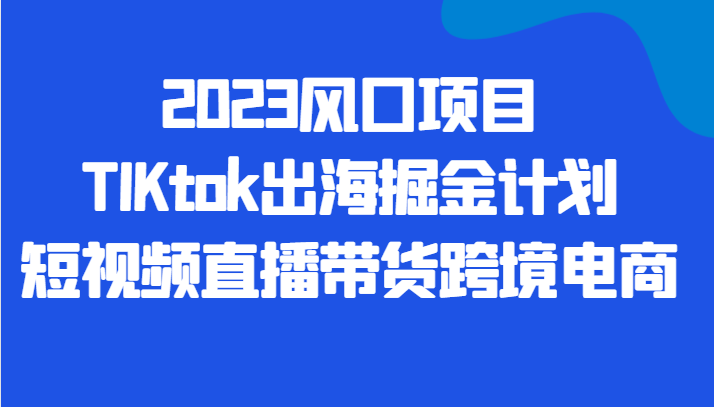 fy1464期-2023风口项目TIKtok出海掘金计划短视频直播带货跨境电商(“掌握TikTok出海掘金秘诀短视频直播带货跨境电商全攻略”)