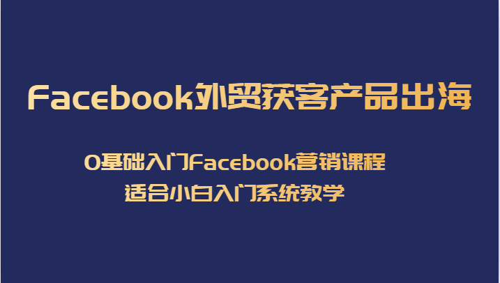 fy1623期-Facebook外贸获客产品出海，0基础入门Facebook营销课程，适合小白入门系统教学(全面解析Facebook营销从新手起号到广告投放的一站式教学)