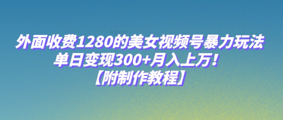 fy1690期-外面收费1280的美女视频号暴力玩法，单日变现300+，月入上万！【附制作教程】