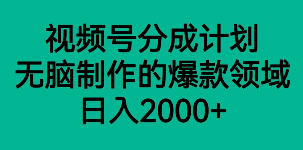 fy1801期-视频号分成计划，轻松无脑制作的爆款领域，日入2000+(探索视频号流量主项目轻松制作爆款内容，实现日入2000+)