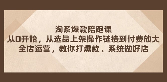 fy1844期-淘系爆款陪跑课 从选品上架操作链接到付费放大 全店运营 打爆款 系统做好店(淘系爆款陪跑课全面掌握电商运营技巧，打造爆款商品)