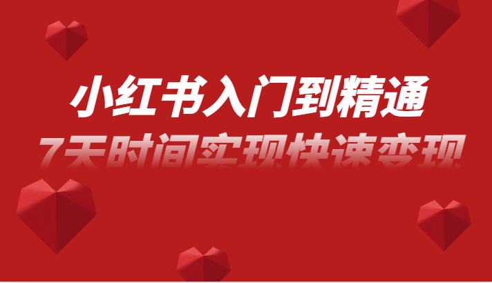 fy1905期-小红书入门到精通课，无货源电商实操运营，7天时间实现快速变现(“一站式掌握小红书电商运营从入门到精通的实操指南”)