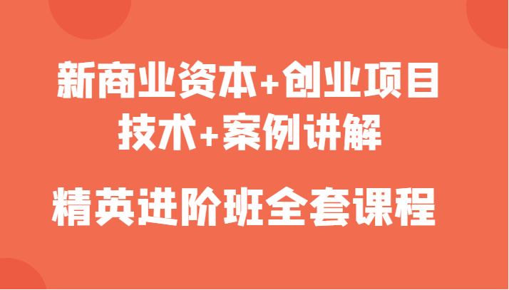 mp1000期-新商业资本+创业项目，技术+案例讲解，精英进阶班全套课程(深度解析新商业资本与创业项目，助力创业者精英进阶)