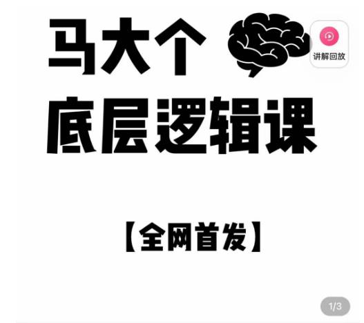 mp1123期-马大个·底层逻辑课，51节底层逻辑智慧课-价值1980元(深度解析人生底层逻辑与圈层逻辑的51节智慧课程)