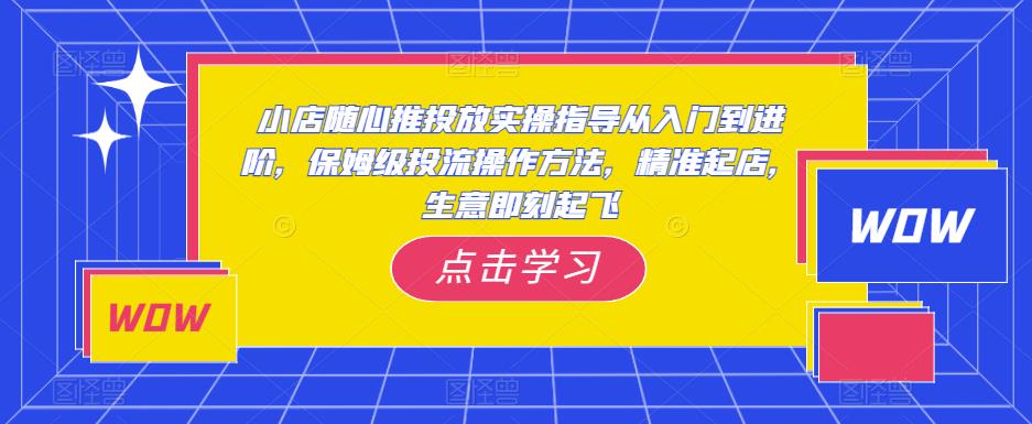 mp1745期-小店随心推投放实操指导从入门到进阶，保姆级投流操作方法，精准起店，生意即刻起飞(全面掌握小店随心推投放技巧，助力生意迅速提升)