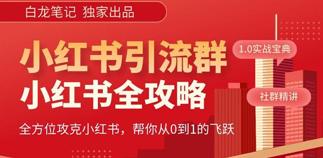 mp1847期-【白龙笔记】价值980元的《小红书运营和引流课》，日引100高质量粉(《小红书运营和引流课》——打造高效引流策略，实现日引100高质量粉)