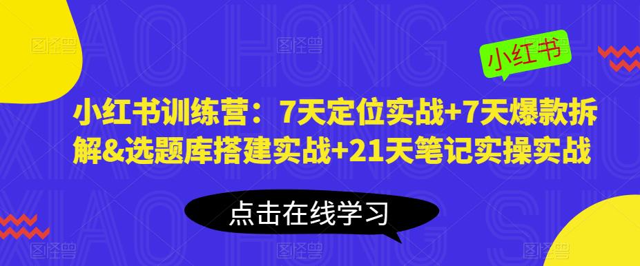 mp1947期-小红书训练营：7天定位实战+7天爆款拆解&选题库搭建实战+21天笔记实操实战(小红书训练营全面掌握小红书运营技巧，实现个人品牌价值提升)