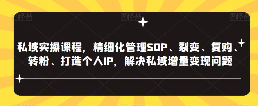 mp2010期-私域实操课程，精细化管理SOP、裂变、复购、转粉、打造个人IP，解决私域增量变现问题(私域实操课程助力实体店与电商实现业绩增长与流量变现)