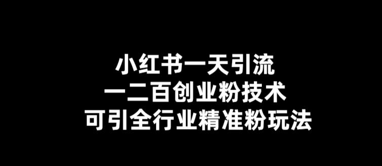 mp2074期-小红书一天引流一二百创业粉技术，可引全行业精准粉玩法【仅揭秘】(揭秘小红书一天引流一二百创业粉技术)