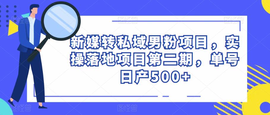 mp2085期-新媒转私域男粉项目，实操落地项目第二期，单号日产500+(新媒转私域男粉项目实操落地，单号日产500+，轻松赚钱的秘密武器)