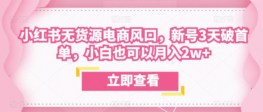 mp2258期-众狼电商余文小红书无货源电商风口，新号3天破首单，小白也可以月入2w+(众狼电商余文小红书无货源电商风口课程解析)