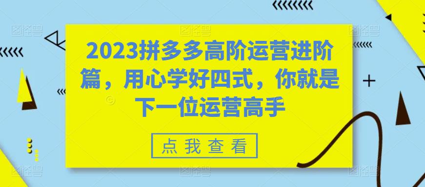 mp2326期-2023拼多多高阶运营进阶篇，用心学好四式，你就是下一位运营高手(掌握拼多多运营核心技巧，成为下一位运营高手)