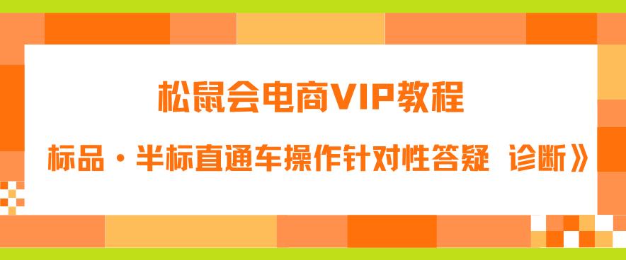 mp2431期-松鼠会电商VIP教程：松鼠《付费推广标品·半标直通车操作针对性答疑&诊断》(掌握半标直通车操作技巧，提升付费推广效果)