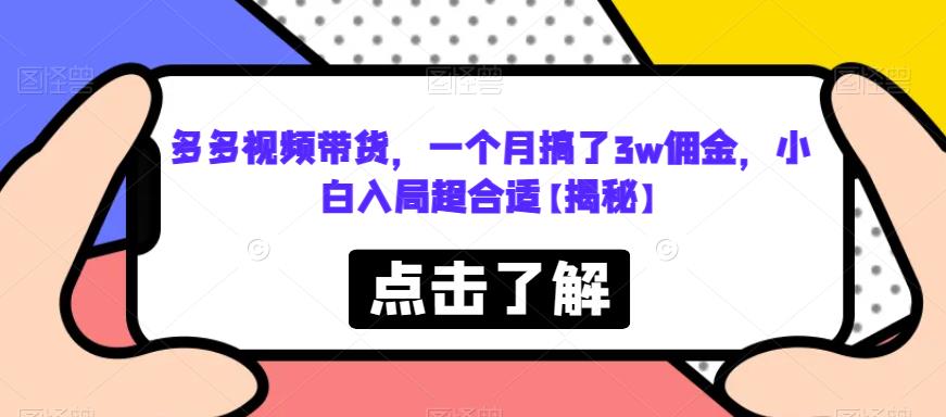 mp2762期-多多视频带货，一个月搞了3w佣金，小白入局超合适【揭秘】(揭秘多多视频带货小白也能轻松赚取3w佣金)