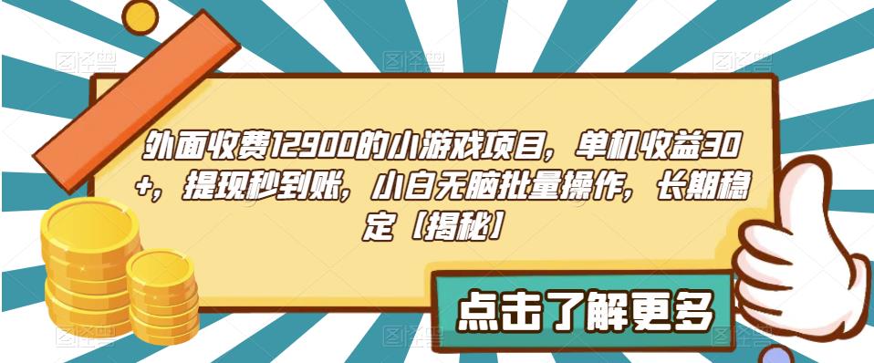 mp2949期-外面收费1290的小游戏项目，单机收益30+，提现秒到账，小白无脑批量操作，长期稳定【揭秘】