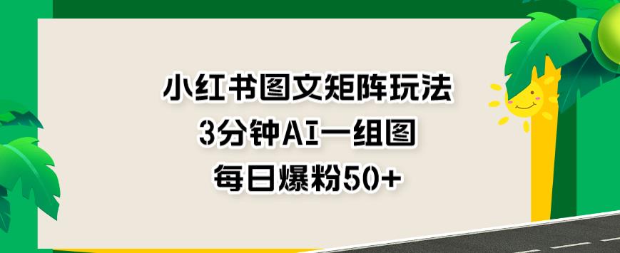 mp3009期-小红书图文矩阵玩法，3分钟AI一组图，每日爆粉50+【揭秘】(揭秘小红书图文矩阵玩法3分钟AI生成一组图，每日爆粉50+)