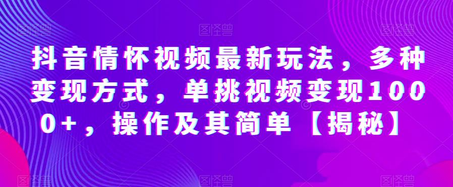 mp3038期-抖音情怀视频最新玩法，多种变现方式，单挑视频变现1000+，操作及其简单【揭秘】(探索抖音情怀视频的新玩法简单操作，高效变现)