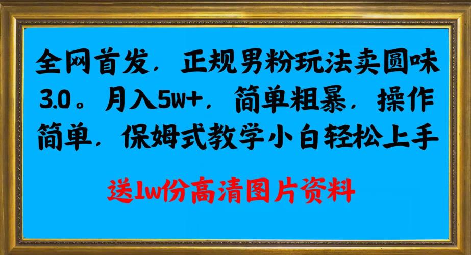 mp3678期-全网首发正规男粉玩法卖圆味3.0，月入5W+，简单粗暴，操作简单，保姆式教学，小白轻松上手(揭秘“全网首发正规男粉玩法卖圆味3.0”，月入5W+的秘诀)