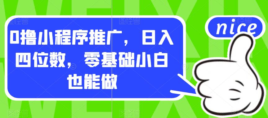 mp3711期-0撸小程序推广，日入四位数，零基础小白也能做【揭秘】(零基础小白也能日入四位数的“0撸小程序推广”揭秘)