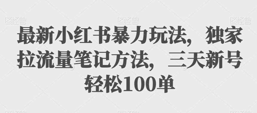 mp3900期-最新小红书暴力玩法，独家拉流量笔记方法，三天新号轻松100单【揭秘】(揭秘小红书新玩法三天新号轻松100单)