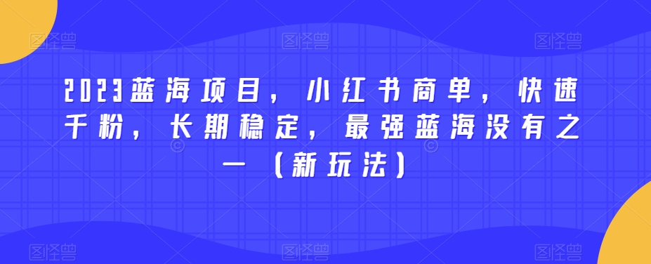 mp4012期-2023蓝海项目，小红书商单，快速千粉，长期稳定，最强蓝海没有之一（新玩法）(探索2023年小红书商单项目的无限可能)