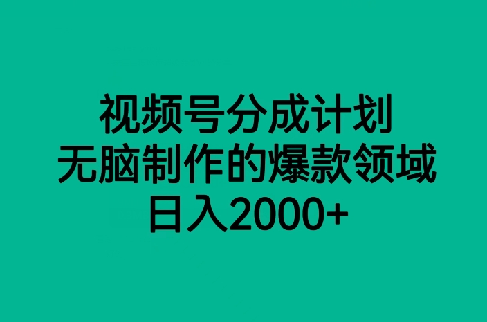 mp4528期-视频号分成计划，无脑制作的爆款领域，日入2000+(探索视频号分成计划无脑制作，日入2000+的蓝海赛道)