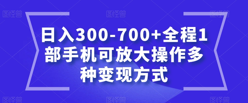 mp4703期-日入300-700+全程1部手机可放大操作多种变现方式【揭秘】(揭秘日入300-700+的聊天赚钱方法)