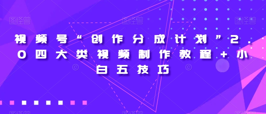 视频号“创作分成计划”2.0四大类视频制作教程+小白五技巧【揭秘】_搜券军博客