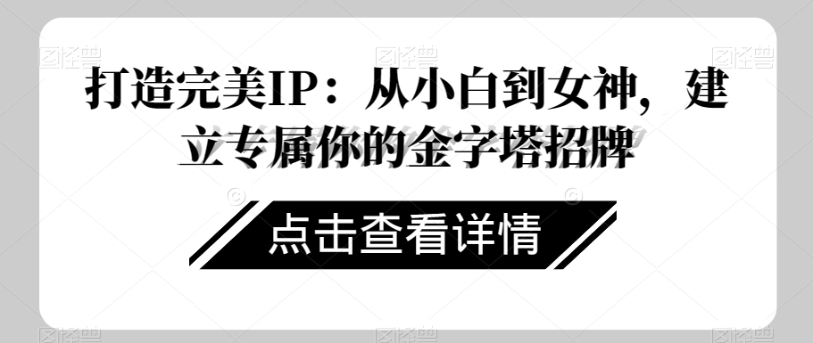 打造完美IP：从小白到女神，建立专属你的金字塔招牌_搜券军博客