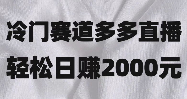 冷门赛道拼多多直播，简单念稿子，日收益2000＋【揭秘】_搜券军博客