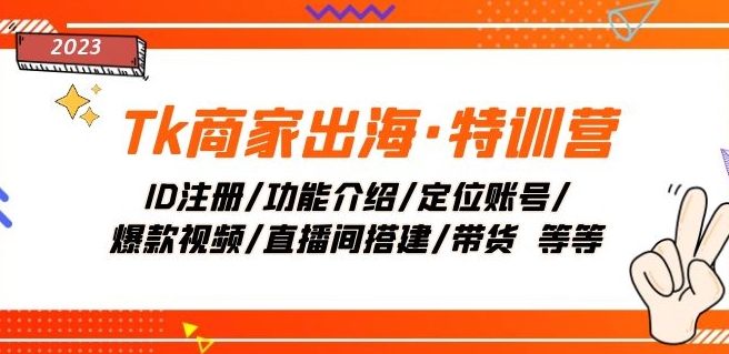 Tk商家出海·特训营：ID注册/功能介绍/定位账号/爆款视频/直播间搭建/带货_搜券军博客