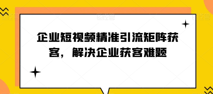 mp4958期-企业短视频精准引流矩阵获客，解决企业获客难题(探索企业短视频精准引流矩阵获客之道，助力企业解决获客难题)