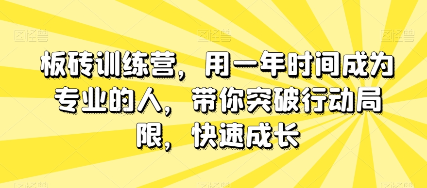 mp5010期-板砖训练营，用一年时间成为专业的人，带你突破行动局限，快速成长(“板砖训练营”用一年时间从新手到专家的系统加速成长之路)