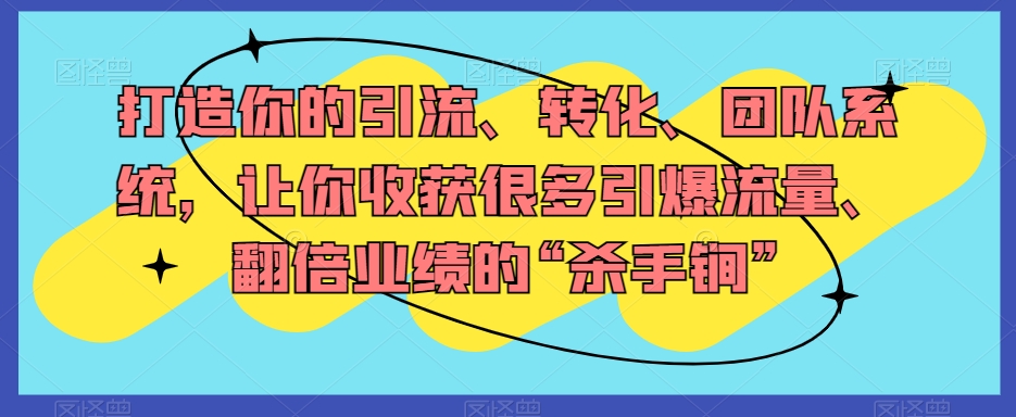 打造你的引流、转化、团队系统，让你收获很多引爆流量、翻倍业绩的“杀手锏”_搜券军博客