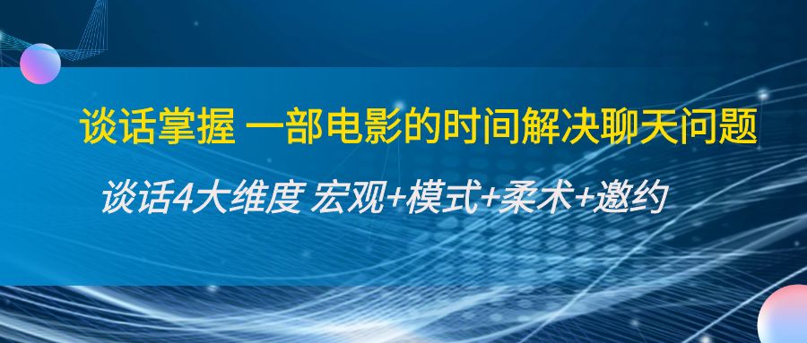 （4124期）谈话掌握一部电影的时间解决聊天问题：谈话四大维度:宏观+模式+柔术+邀约(“掌握聊天艺术，提升人际交往能力——一门全面解析聊天技巧的课程”)