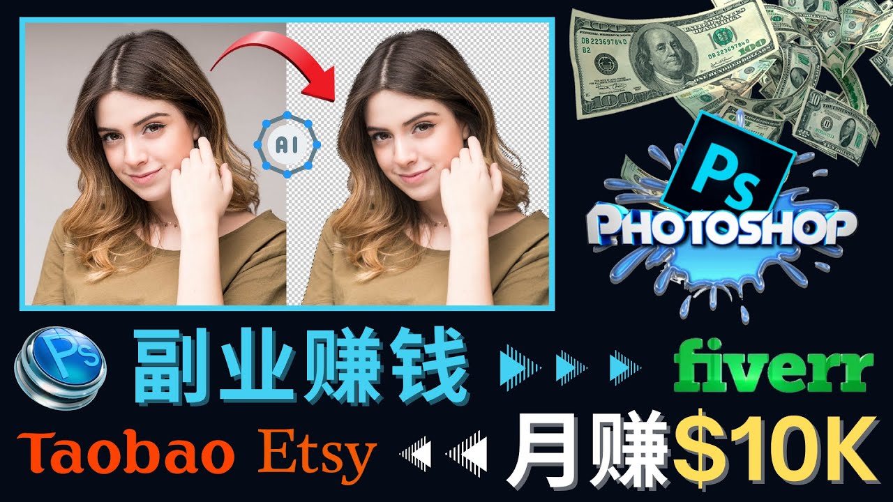 （4394期）掌握PS修图技能，月赚5000美元以上 – 利用Adobe Photoshop赚钱的3种途径(精通PS修图技能，开启月赚5000美元以上的新途径)