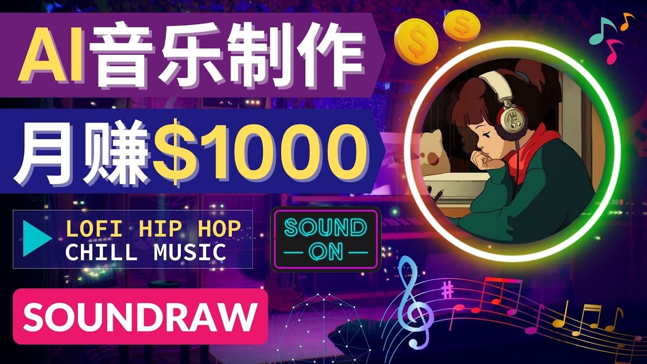 （4251期）无需任何音乐基础： 使用AI软件制作Lofi Hip Hop Chill Music 月赚1000美元(无需音乐基础！使用Sound Raw AI软件制作高质量Lofi音乐视频，实现月赚1000美元的目标)