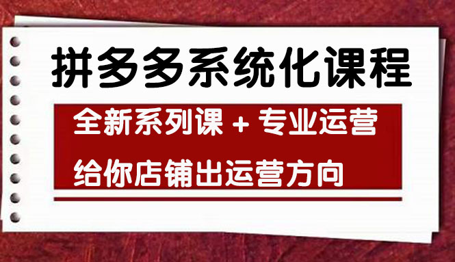 （4259期）车神陪跑，拼多多系统化课程，全新系列课+专业运营给你店铺出运营方向(拼多多系统化课程全新系列课+专业运营，助你店铺出运营方向)