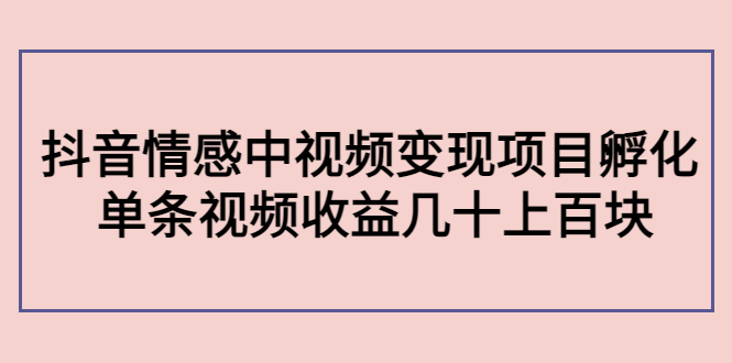 （4282期）黄岛主副业孵化营第5期：抖音情感中视频变现项目孵化 单条视频收益几十上百(抖音情感中视频变现项目挑战执行力与持久性的副业机会)