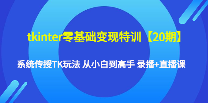 （4551期）tkinter零基础变现特训【20期】系统传授TK玩法 从小白到高手 录播+直播课(从小白到高手，掌握TK变现全攻略)