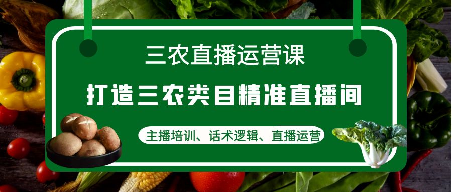 （4581期）三农直播运营课：打造三农类目精准直播间，主播培训、话术逻辑、直播运营(全面解析三农直播运营课程从商业模式定位到主播培训)