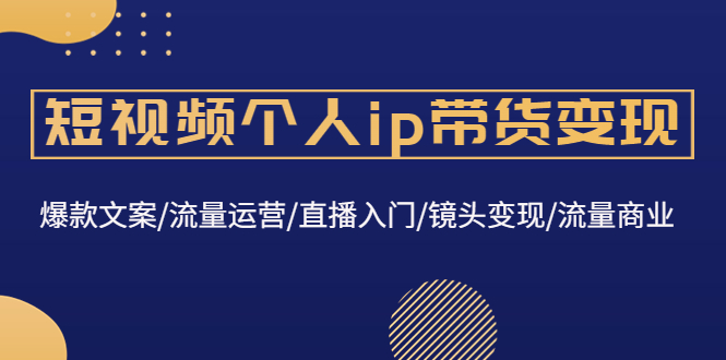 （4595期）短视频个人ip带货变现：爆款文案/流量运营/直播入门/镜头变现/流量商业(深度解析短视频个人IP带货变现之道)