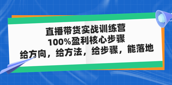 （4785期）直播带货实战训练营：100%盈利核心步骤，给方向，给方法，给步骤，能落地(直播带货实战训练营掌握核心技能，实现100%盈利)