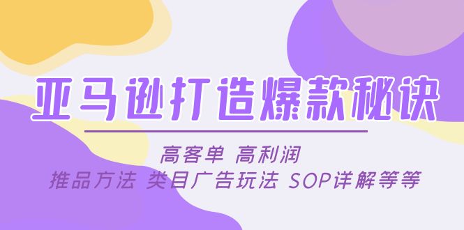 （4879期）亚马逊打造爆款秘诀：高客单 高利润 推品方法 类目广告玩法 SOP详解等等(揭秘亚马逊爆款打造之道从高客单到广告策略全解析)